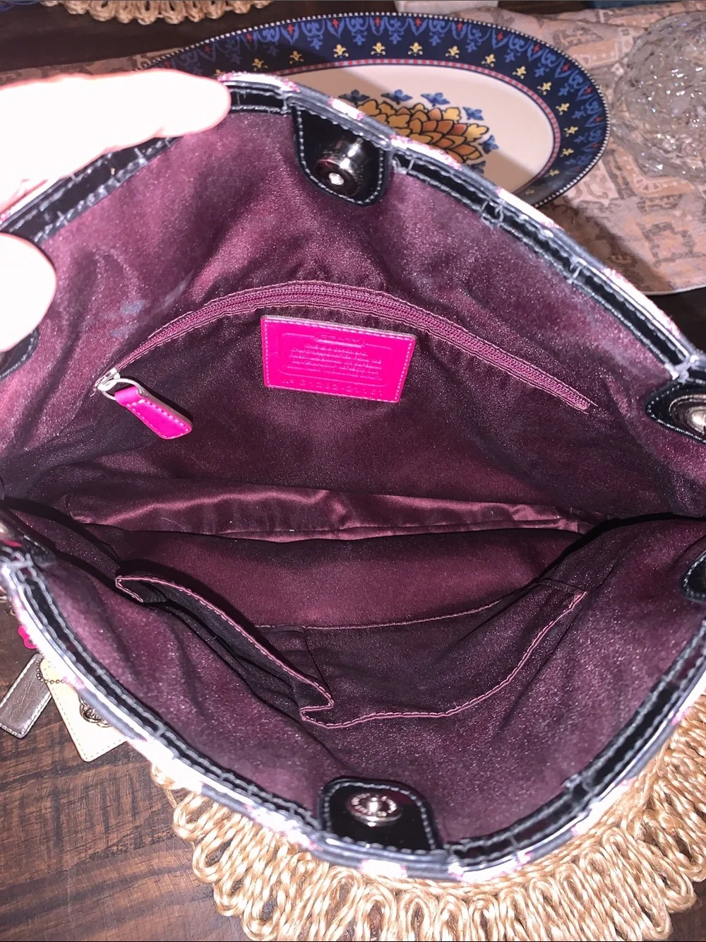 Coach Poppy Signature Grey and Black Tote with Pink Accents & 3 Hang Tags - Picture 8 of 14